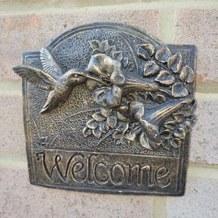 Hummingbird Welcome Plaque - Gold
