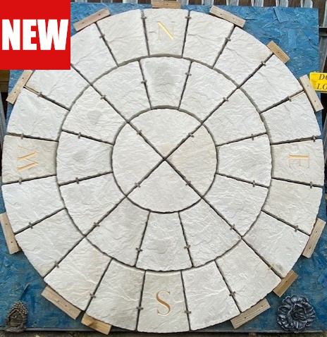 York Flagstone Circle with Compass Points Gold NEW