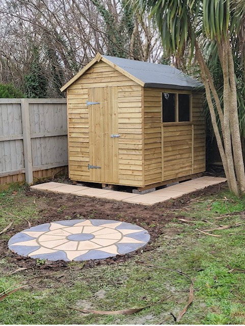 Shed with Window Installed with Circle